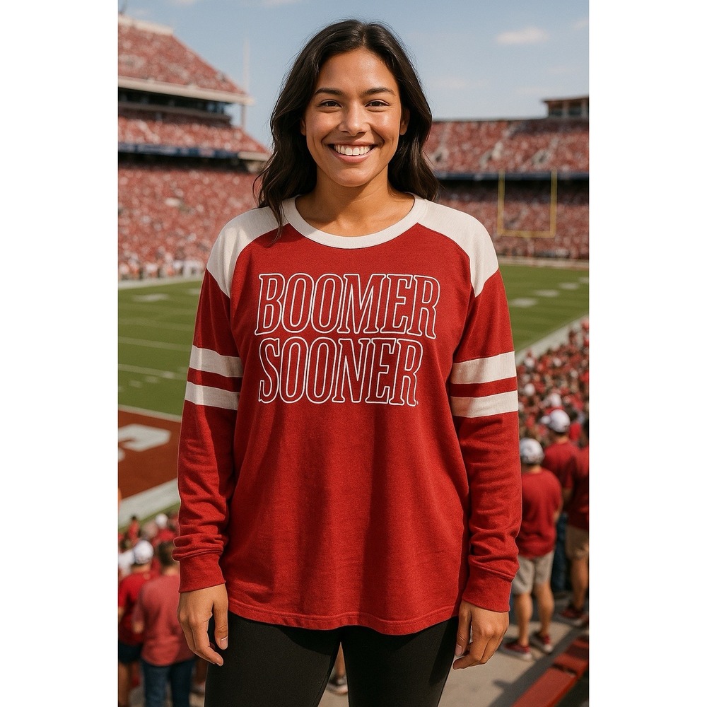 Boomer Sooner Oklahoma OU Women's Captivating Apparel Long Sleeve Top XL Crimson